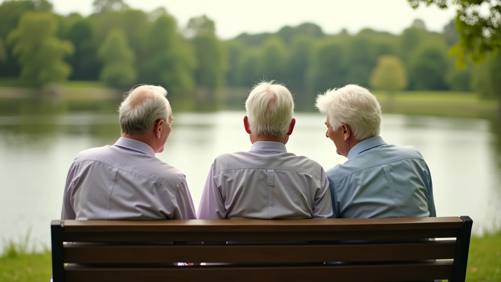 Seniors resting on outdoor bench with scenic view, accessible rest point